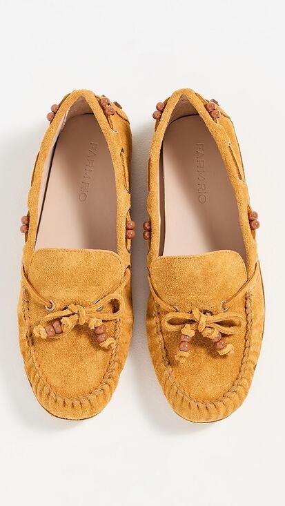 FARM Rio Shoes - New Farm Rio Brown Tassel Suede Moccasin in Ocher Women's Size 7